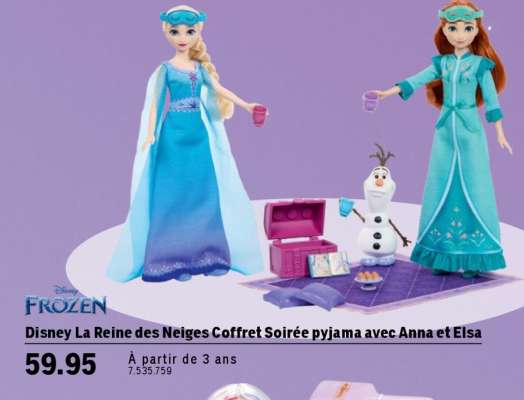 Disney La Reine des Neiges Coffret Soirée pyjama avec Anna et Elsa