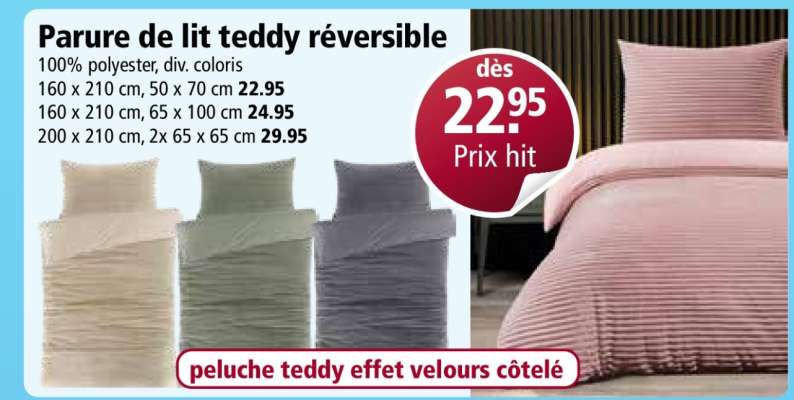 Parure de lit teddy réversible