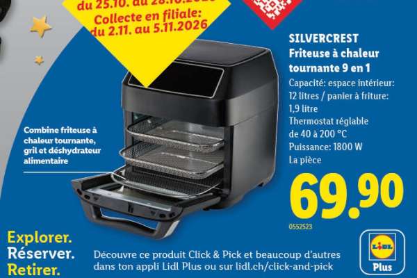 SILVERCREST Friteuse à chaleur tournante 9 en 1