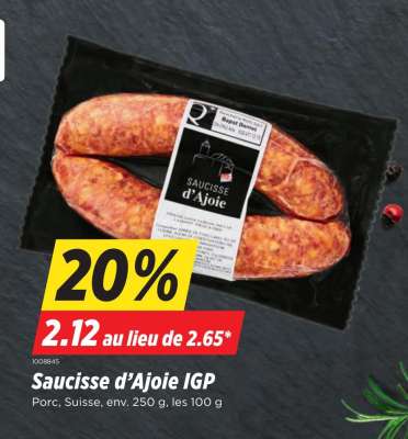 Saucisse d'Ajoie IGP