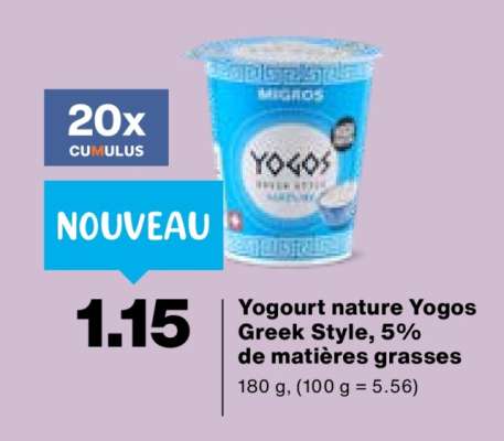 Yogourt nature Yogos Greek Style, 5% de matières grasses
