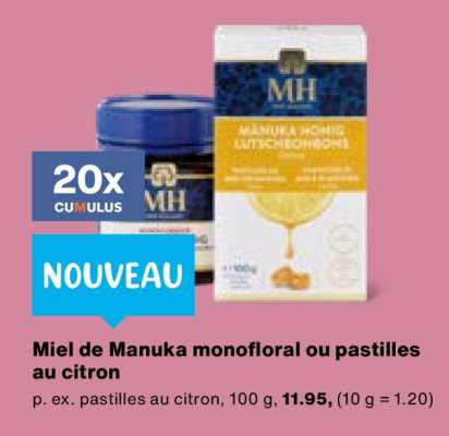 Miel de Manuka monofloral ou pastilles au citron