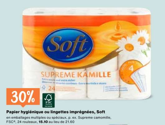 Papier hygiénique ou lingettes imprégnées, Soft