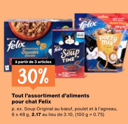 Tout l’assortiment d’aliments pour chat Felix