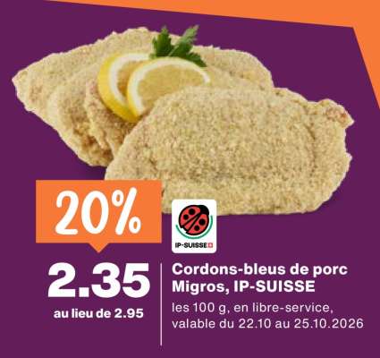 Cordons-bleus de porc Migros, IP-SUISSE
