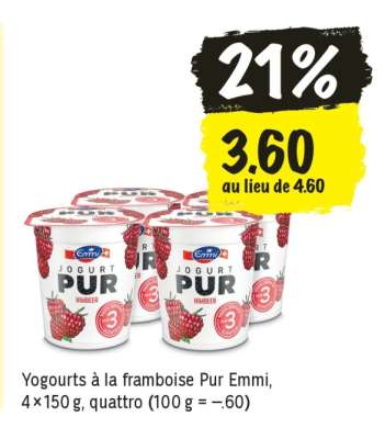 Yogourts à la framboise Pur Emmi