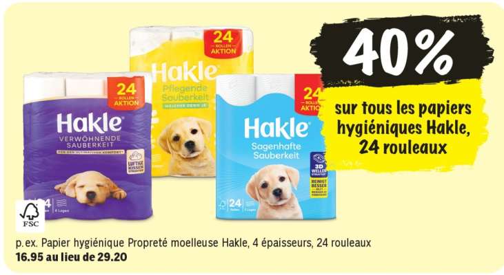 Papier hygiénique Propreté moelleuse Hakle