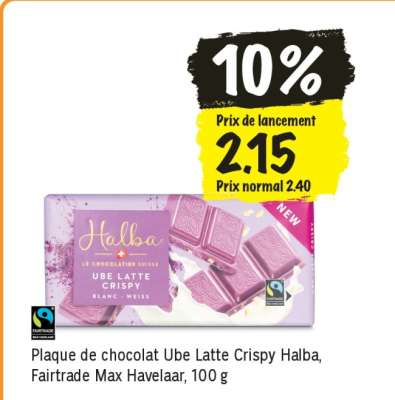 Plaque de chocolat Ube Latte Crispy Halba