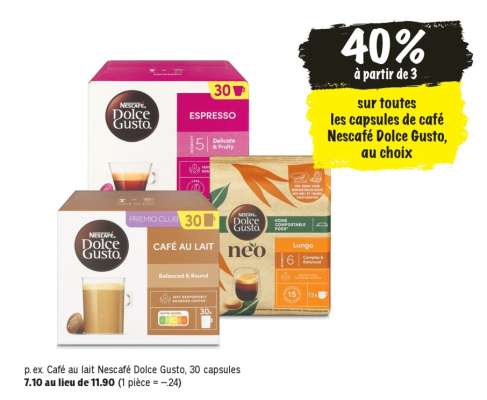 Café au lait Nescafé Dolce Gusto, 30 capsules