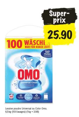 Lessive poudre Universal ou Color Omo